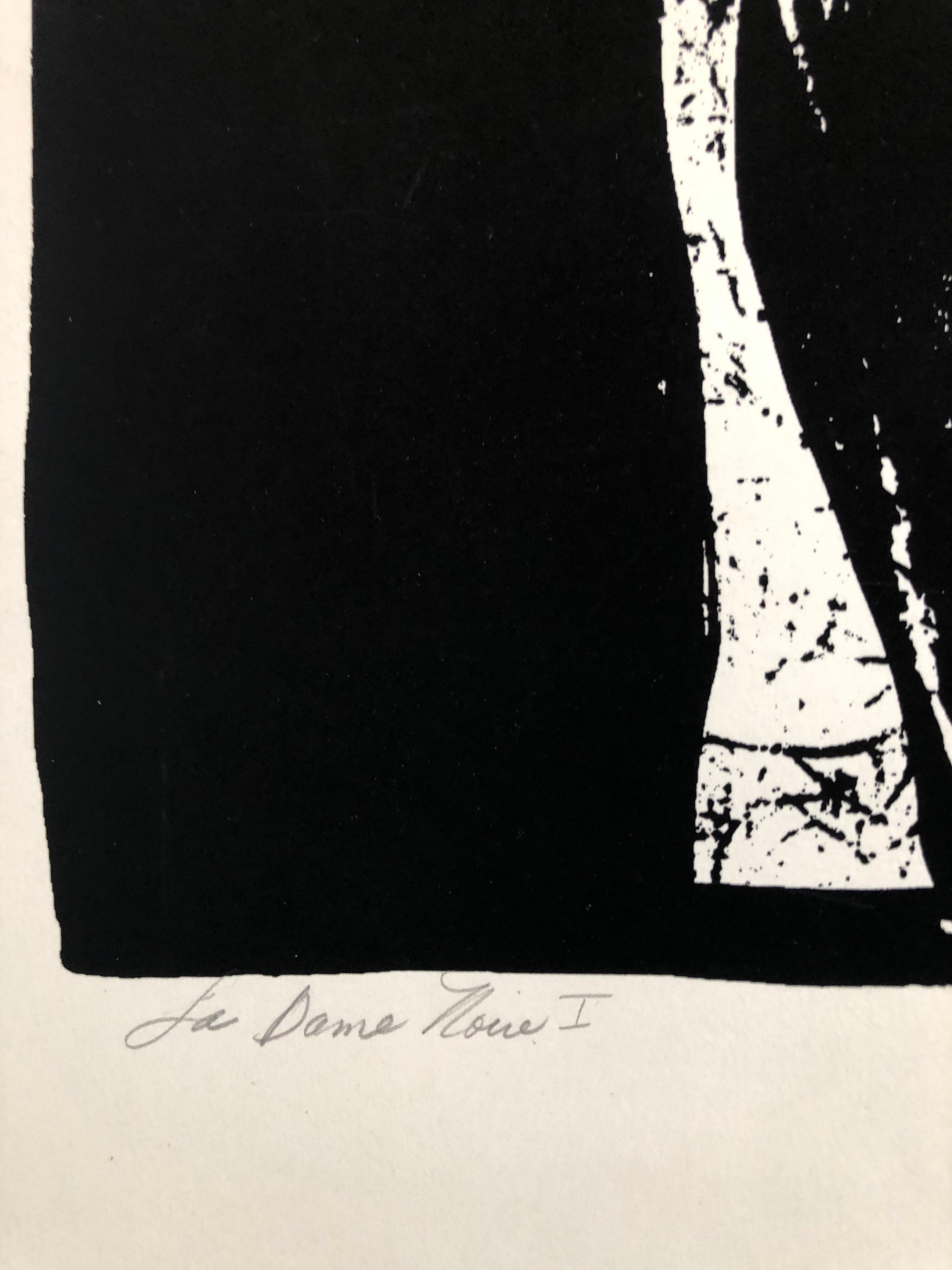 La Dame Noire#1
From the small edition of 15. from 1982. I am not sure if this is a woodcut or woodblock print or a silkscreen screenprint or some combination. 

Viola Burley Leak, American (1944 - )
Viola Leak was born in Nashville, Tennessee, she