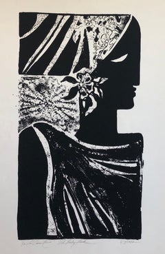 La Dame Noir (the Black Woman) African American Artist Viola Leak Woodcut Print