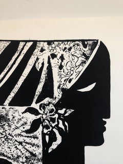 La Dame Noir (the Black Woman) African American Artist Viola Leak Woodcut Print
