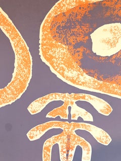 Motif, Orange Blue, African American Artist Viola Leak Woodcut Silkscreen Print