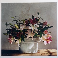 Basket of Lilies, Large Format Flowers Photo 24X20 Color Photograph Beach House