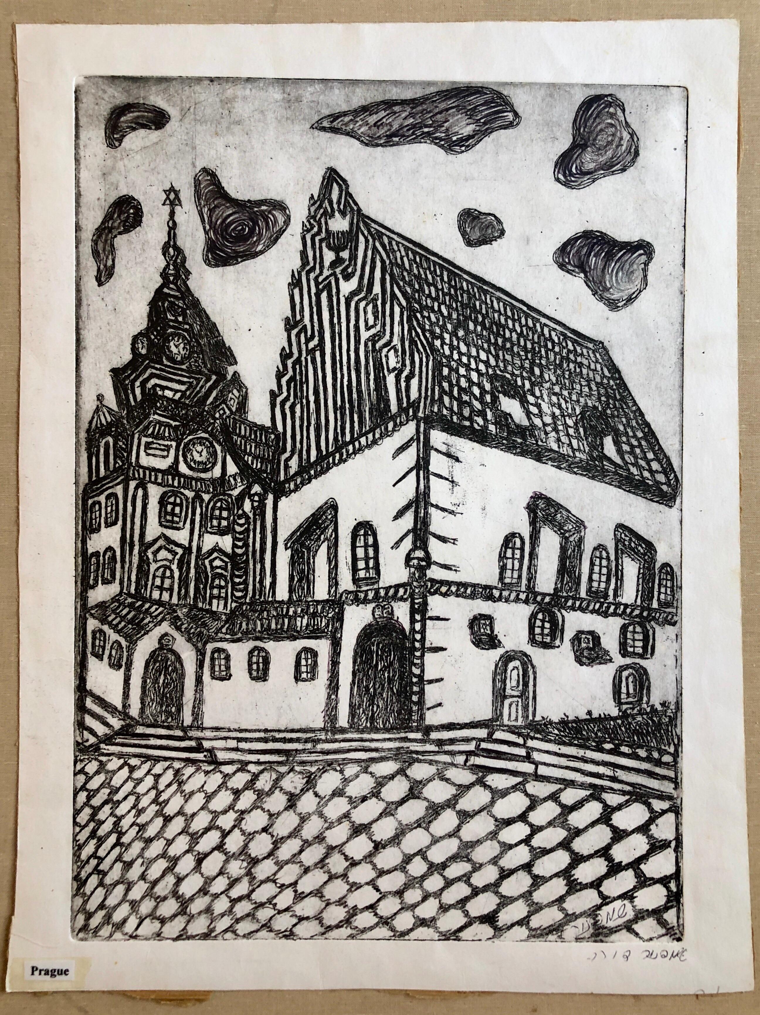Altneuschul of the Maharal of Prague, Etching of Synagogue, Jewish temple. From very rare small edition. Most are signed in Hebrew and /or English. some are marked AP some are numbered. please see photos.
Dora Szampanier (Shampanier, nee Mondschein)