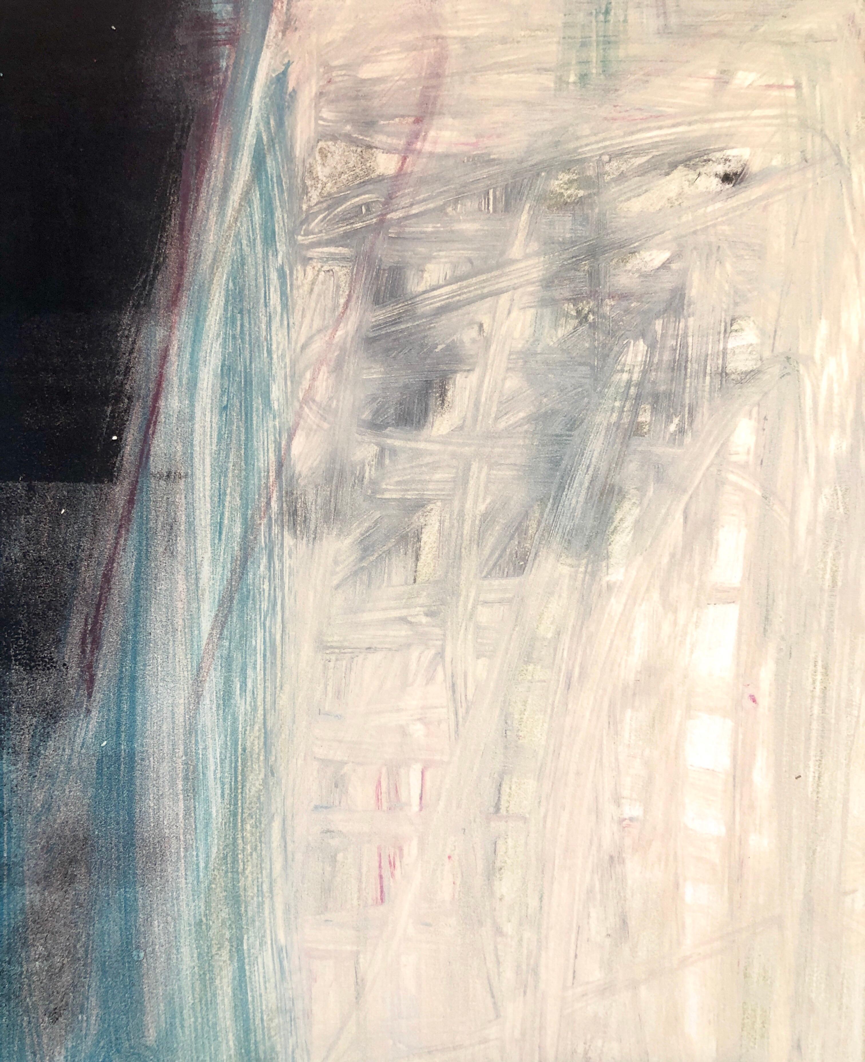 Abstrakt-expressionistischer modernistischer farbenfroher, kühner Monodruck, Monotypie-Gemäldedruck – Painting von Pierre Obando