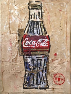 Vintage Original Mixed Media Oil Painting Coca Cola Bottle Notorious Chinese Art Forger