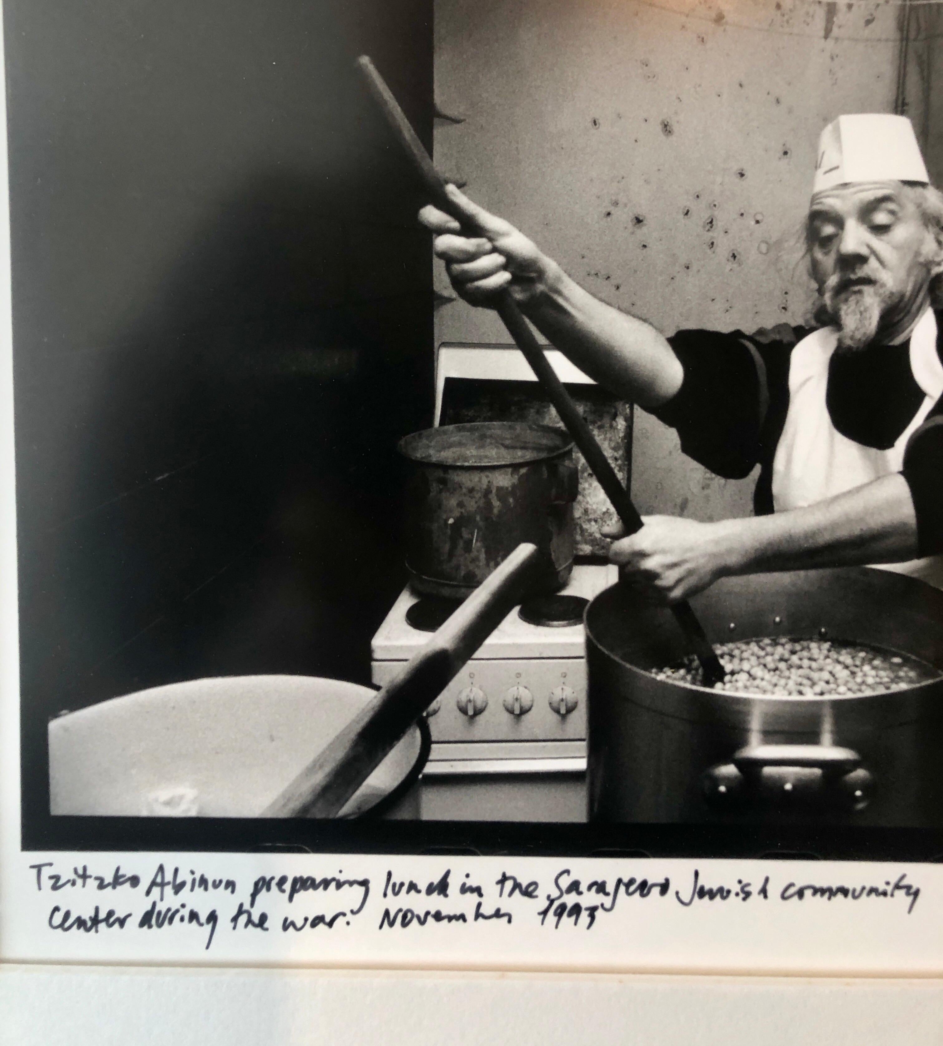 
Edward Serotta
Tzitzko Abinun (Man cooking) . Judaica. 	
 silver gelatin print, matted, captioned by hand and hand signed and numbered. B/W photographs documenting Jewish life in Eastern and Central Europe. 
Edward Serotta is a journalist,