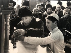 Photo Hanukkah Menorah Lighting Vintage Silver Gelatin Photograph