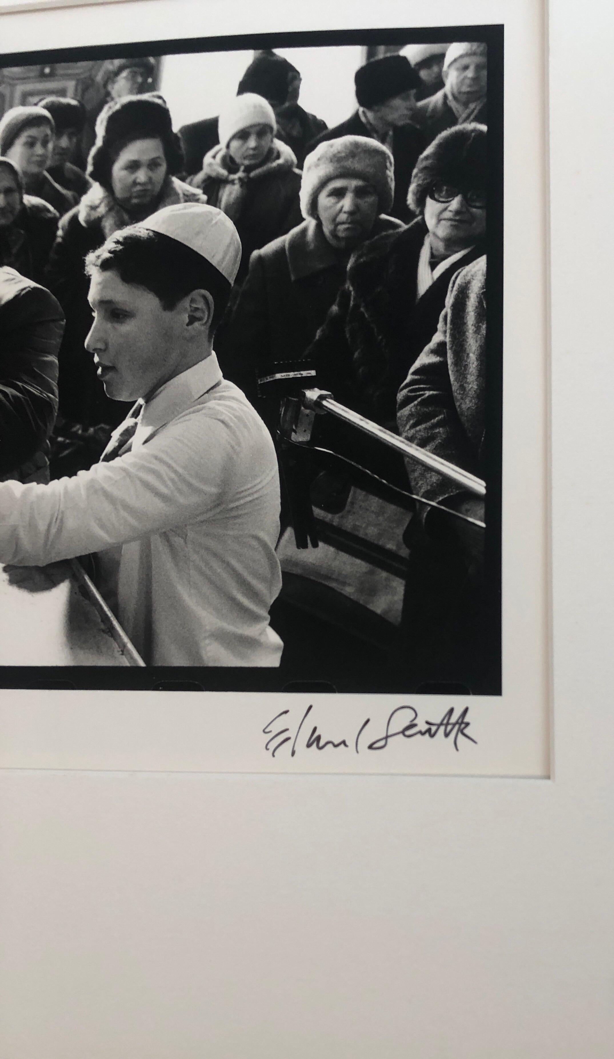 
Edward Serotta
Chanukah Menorah Lighting. Judaica. 	
 silver gelatin print, matted, captioned by hand and hand signed and numbered. B/W photographs documenting Jewish life in Eastern and Central Europe. 
Edward Serotta is a journalist, photographer