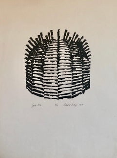 Used Edward Mayer Sculpture Abstract Modernist Lithograph Sketch "Spike Pile" Print 