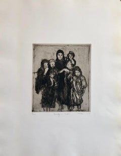 Jewish Yemenite Fine Art Etching Print Israeli Aliyah Magic Carpet Judaica