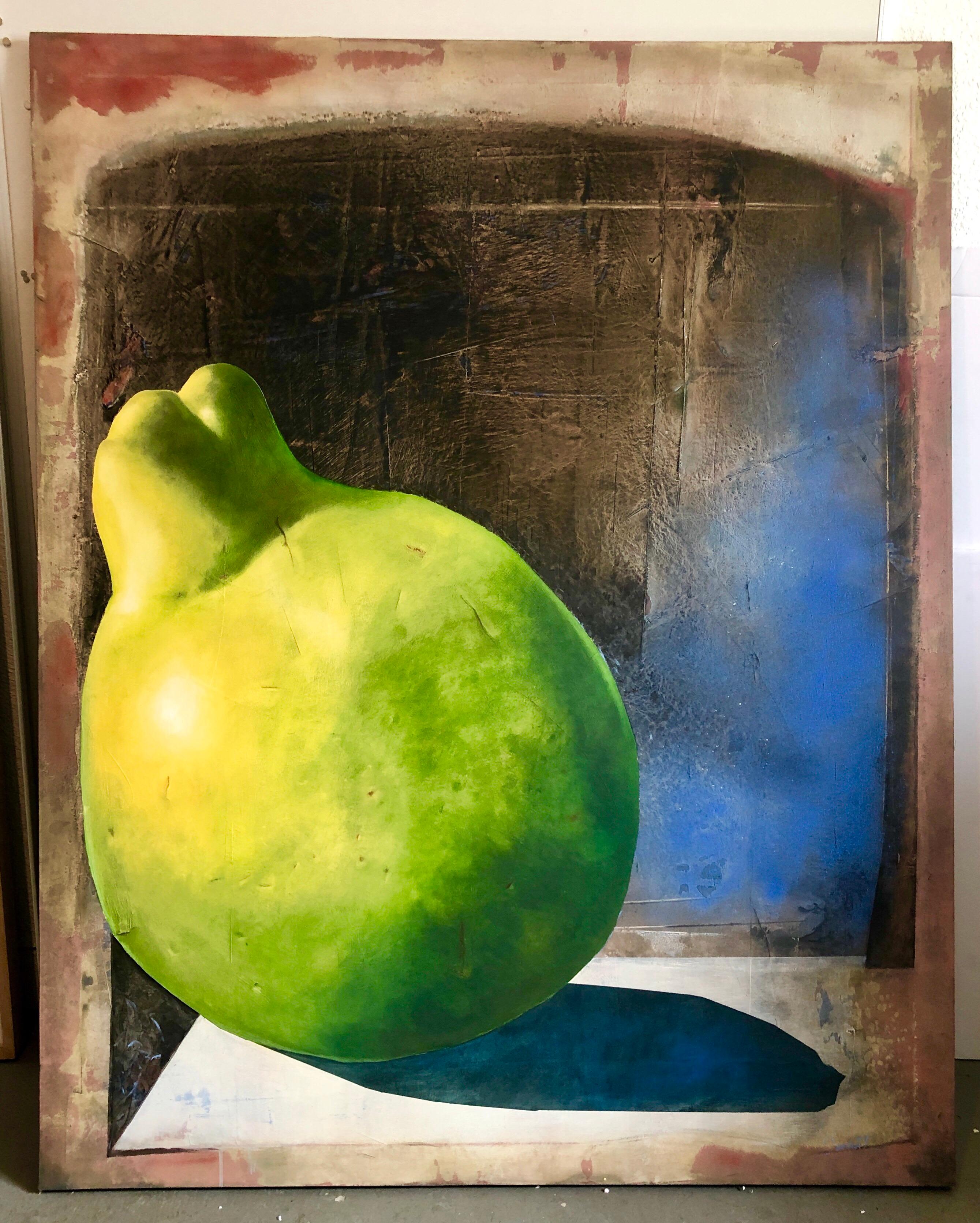 Large Brazilian Surrealist Still Life Pear Fruit Oil Painting Woman Artist 2