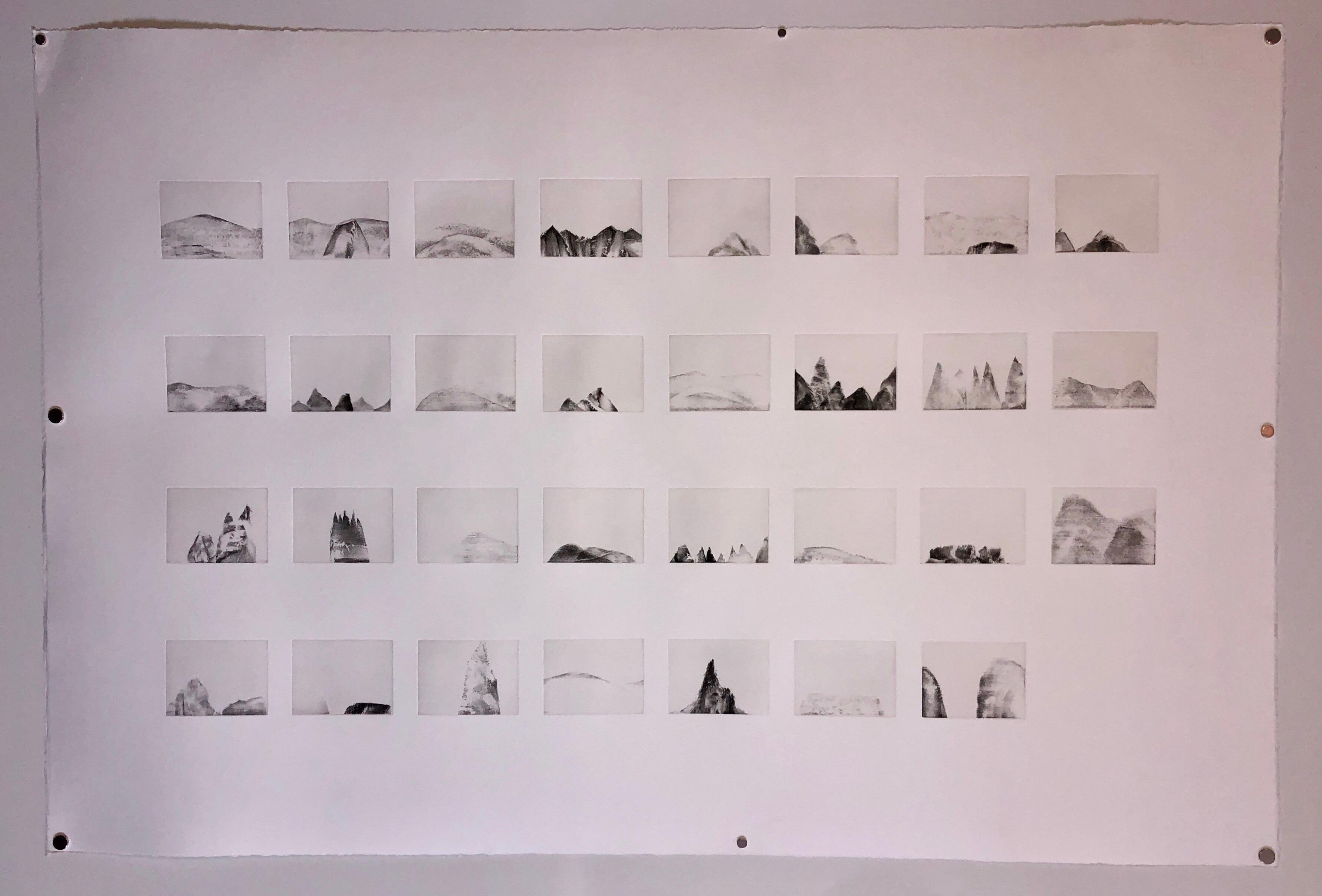 MOUNTAINS, 31 Etchings Printed 1 sheet, Large Art Etching French American Artist 1