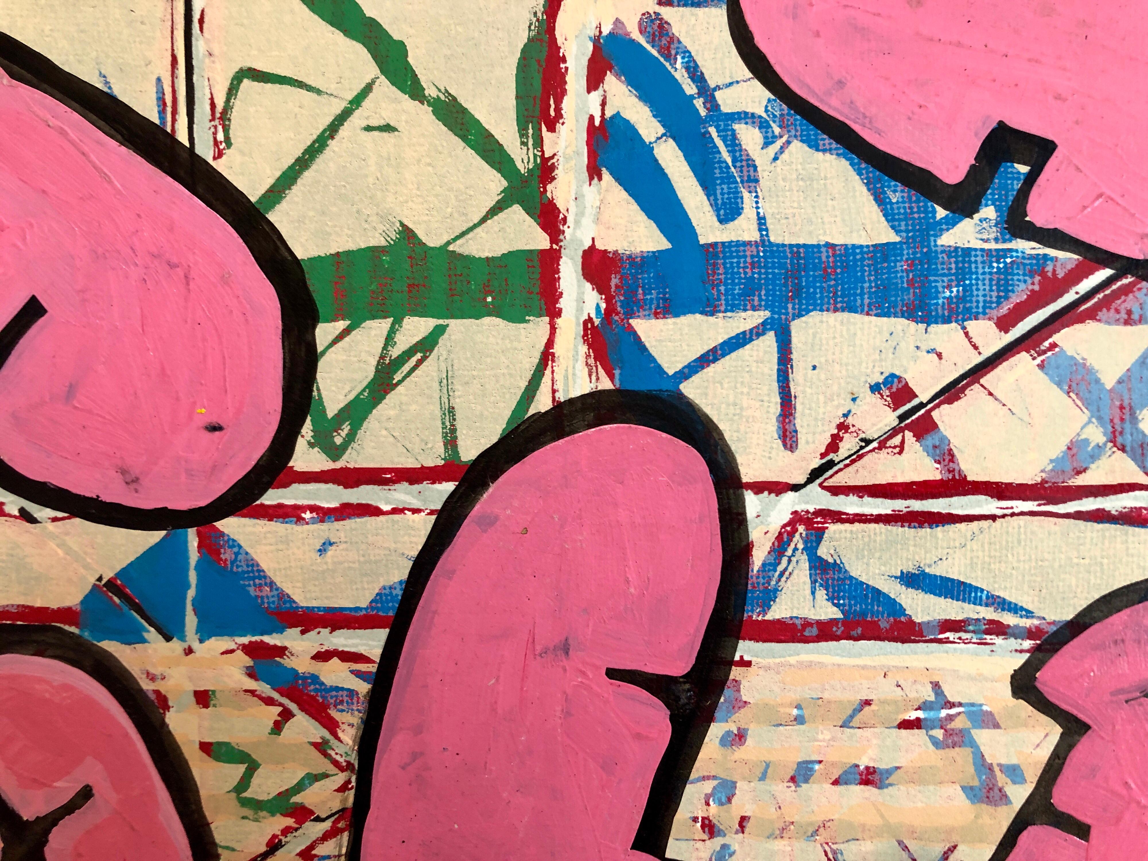 Graffiti-Künstler der 1990er Jahre. Mixed Media-Gemälde Bold Colorful New Wave NYC Panama  – Painting von Tabo Toral
