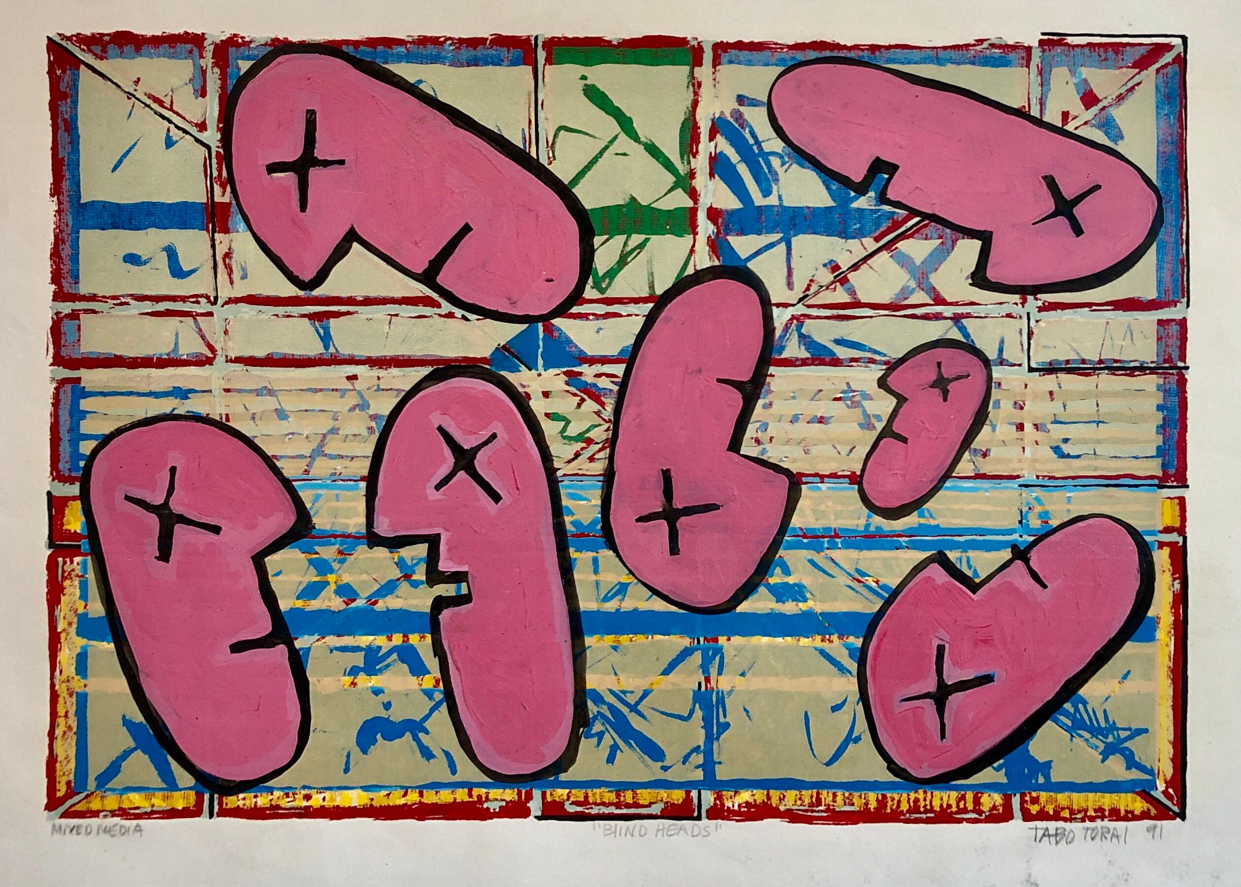 Graffiti-Künstler der 1990er Jahre. Mixed Media-Gemälde Bold Colorful New Wave NYC Panama  im Angebot 1