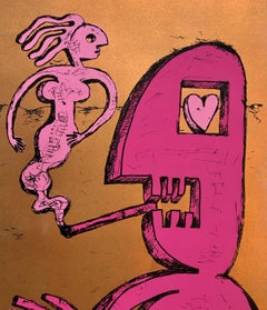 1990's Graffiti Artist. Mixed Media Painting Bold Colorful New Wave NYC Panama