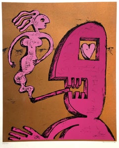 1990's Graffiti Artist. Mixed Media Painting Bold Colorful New Wave NYC Panama