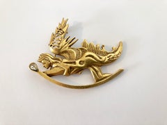 Wearable Art Sculpture Pin Winged Angel Brooch Salvador Dali