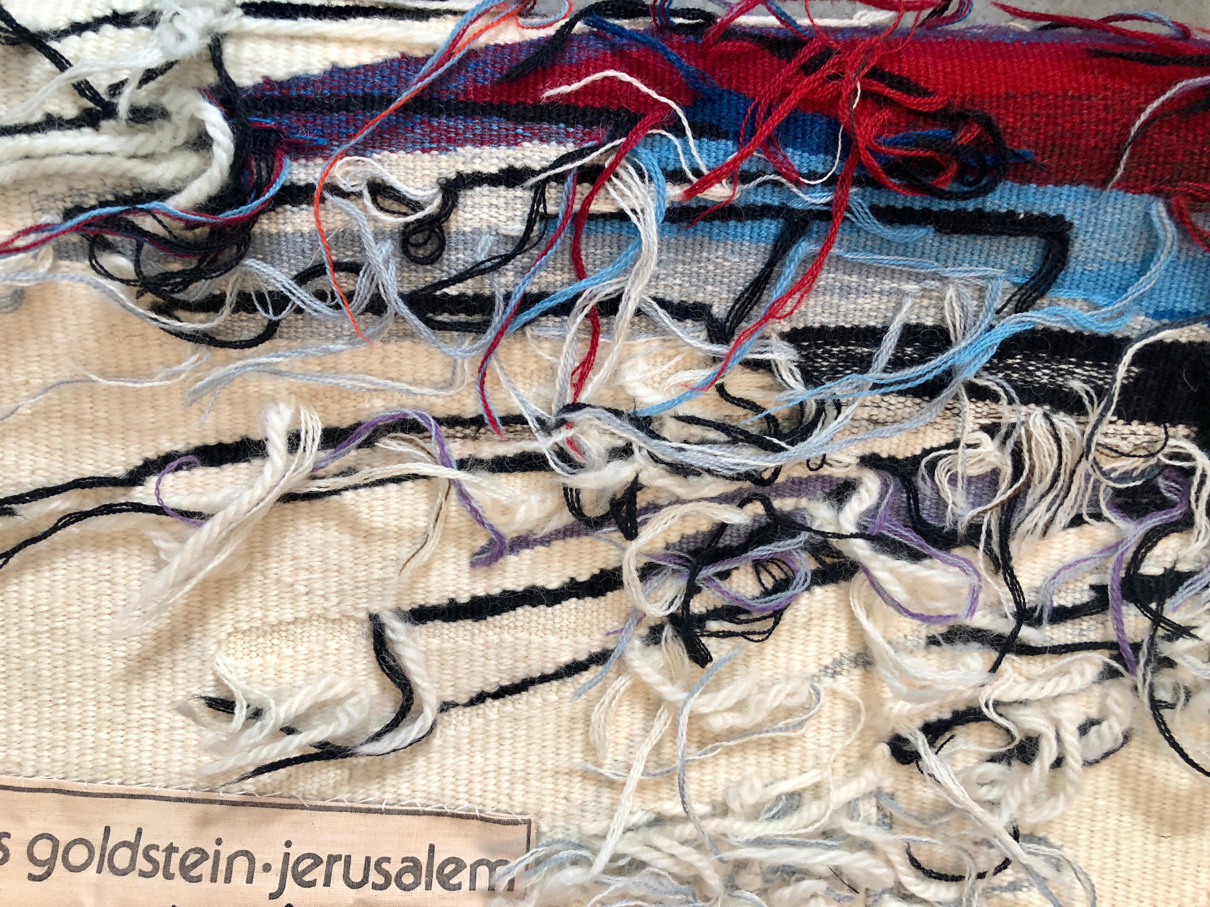 Israeli Modernist Hand Woven Aubusson Style Flat Weave Art Tapestry, Bezalel 5