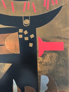 Moderner italienischer Metallic-Füllspiegel, Lithographie, Laura Fiume, Künstlerin, Laura Fiume