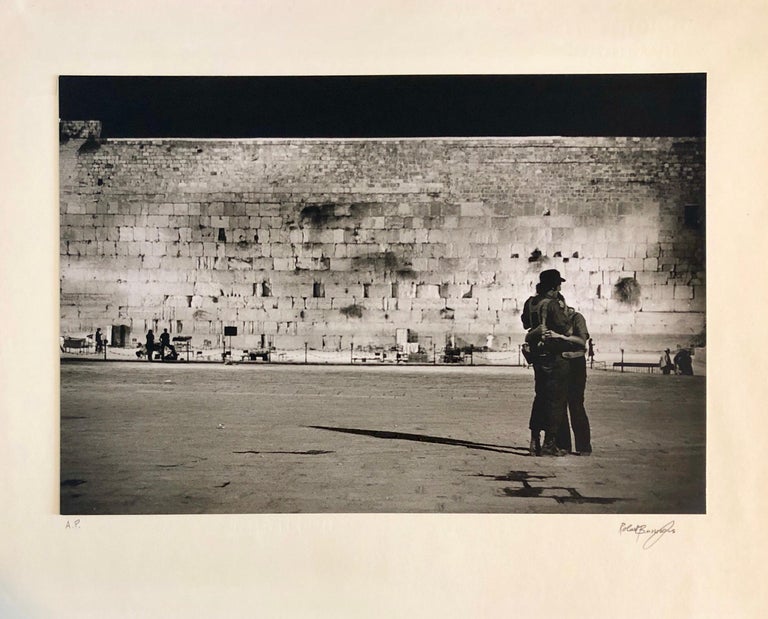 Robert Burroughs Black and White Photograph - Vintage Silver Gelatin Photograph Jerusalem Western Wall Night Time Photo 1973
