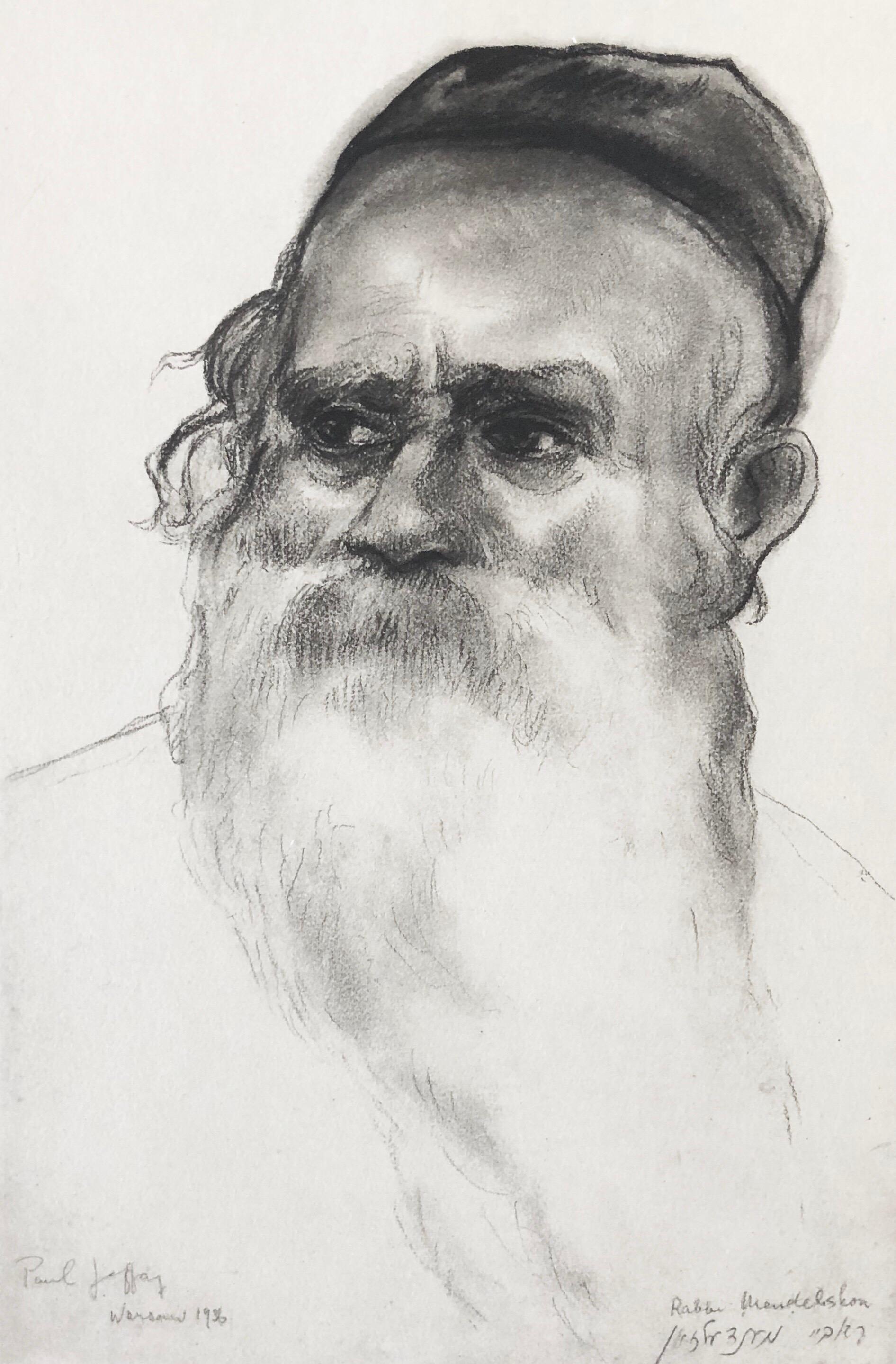 Judaica Jewish Etching Hasidic Rabbi Mendelson Portrait Vintage Chassidic Print – Art von Paul Jeffay