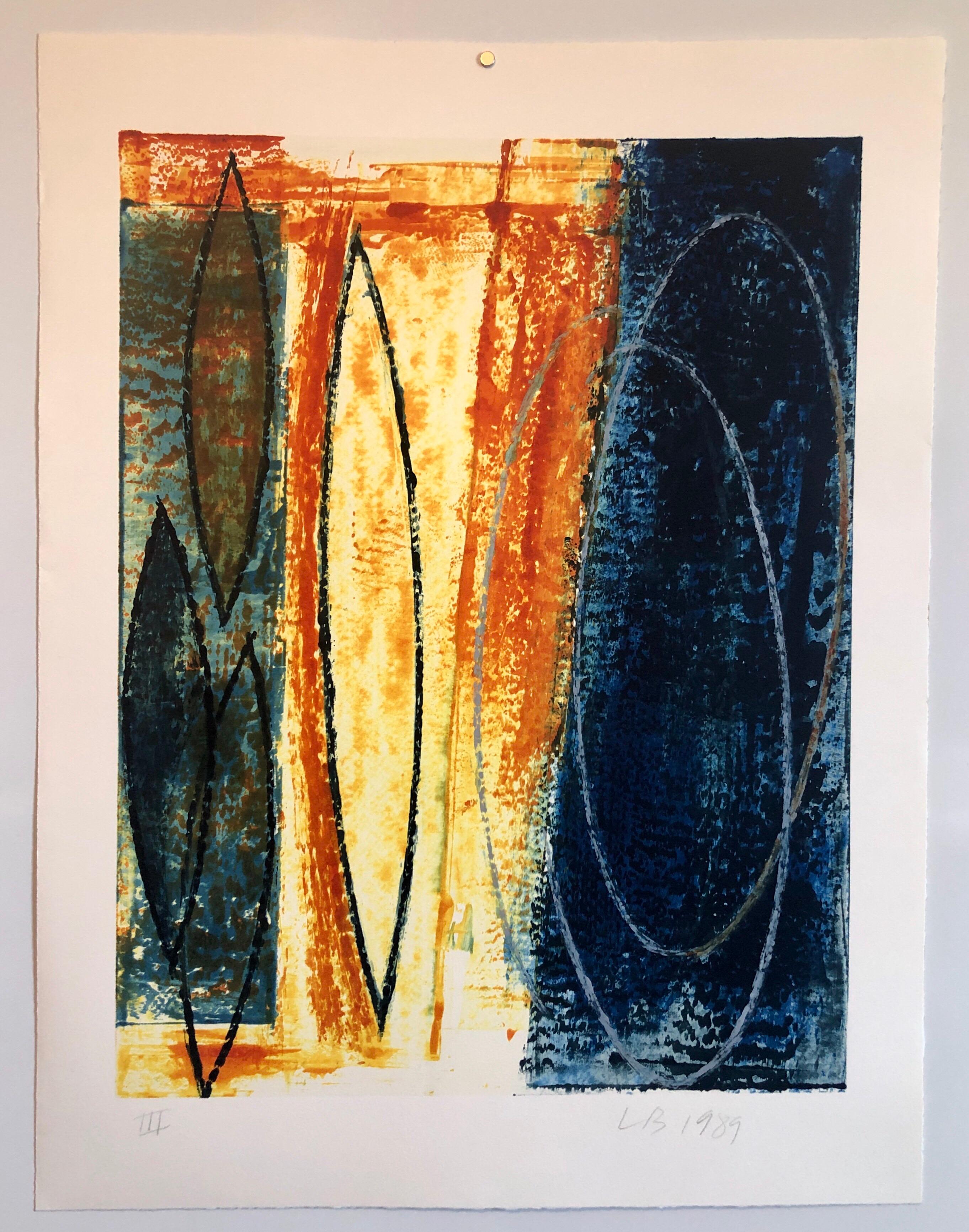 Peinture monotype expressionniste abstraite moderniste américaine en vente 2