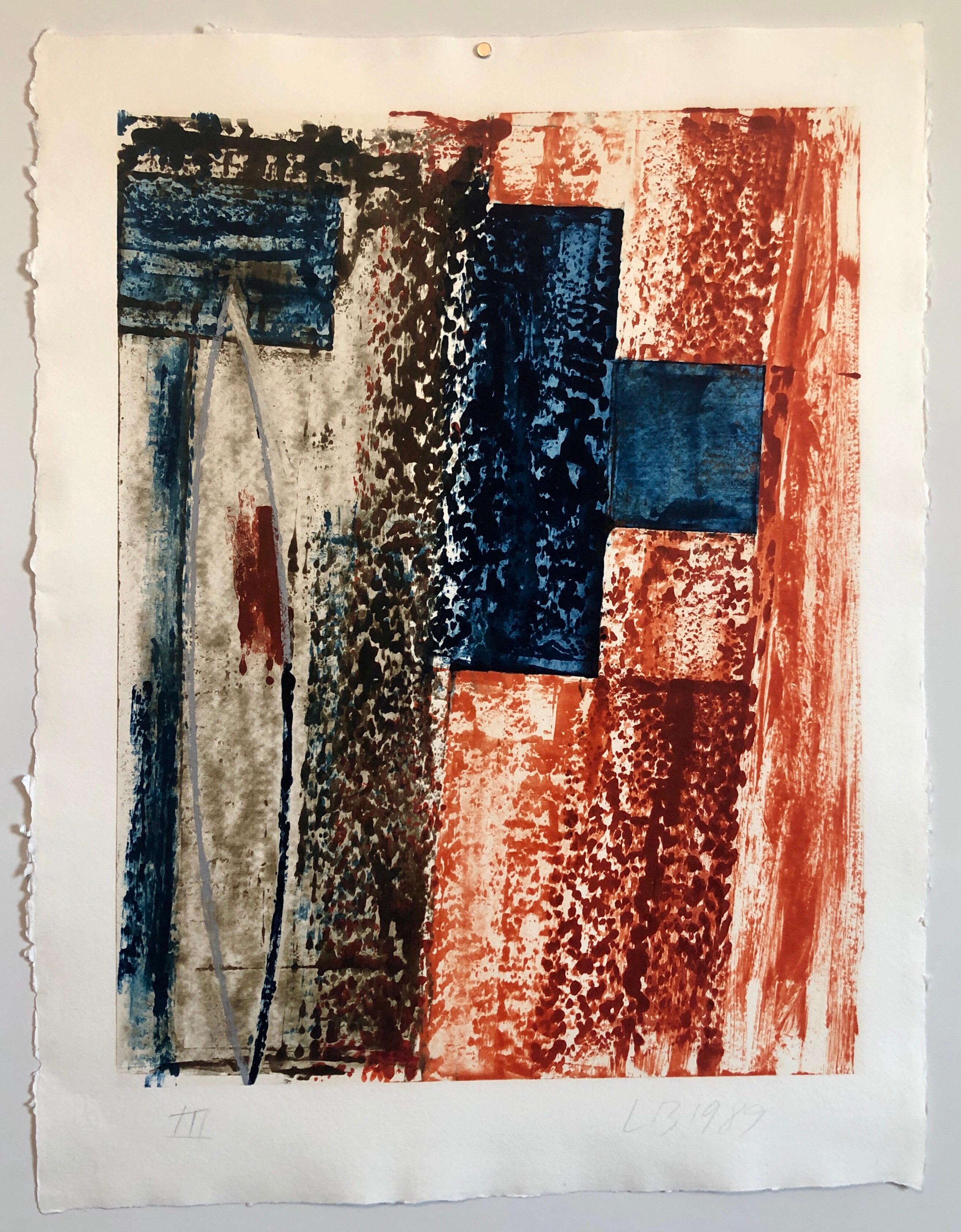Abstract Expressionist American Modernist Oil Monotype Monoprint Painting For Sale 2