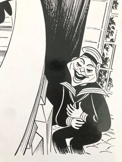 Man w Gun "Sleuth" Original Ink Drawing Theater Film Caricature Illustration Art