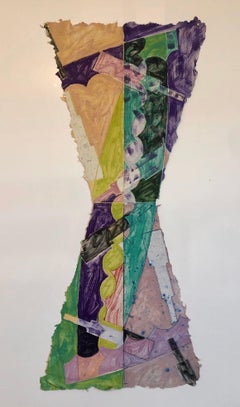 Abstract Modernist Colorful Mixed Media Monoprint Screen-print Handmade Paper