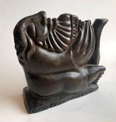 KIng David Playing the Harp Israeli Judaica Bronze Sculpture Bezalel School