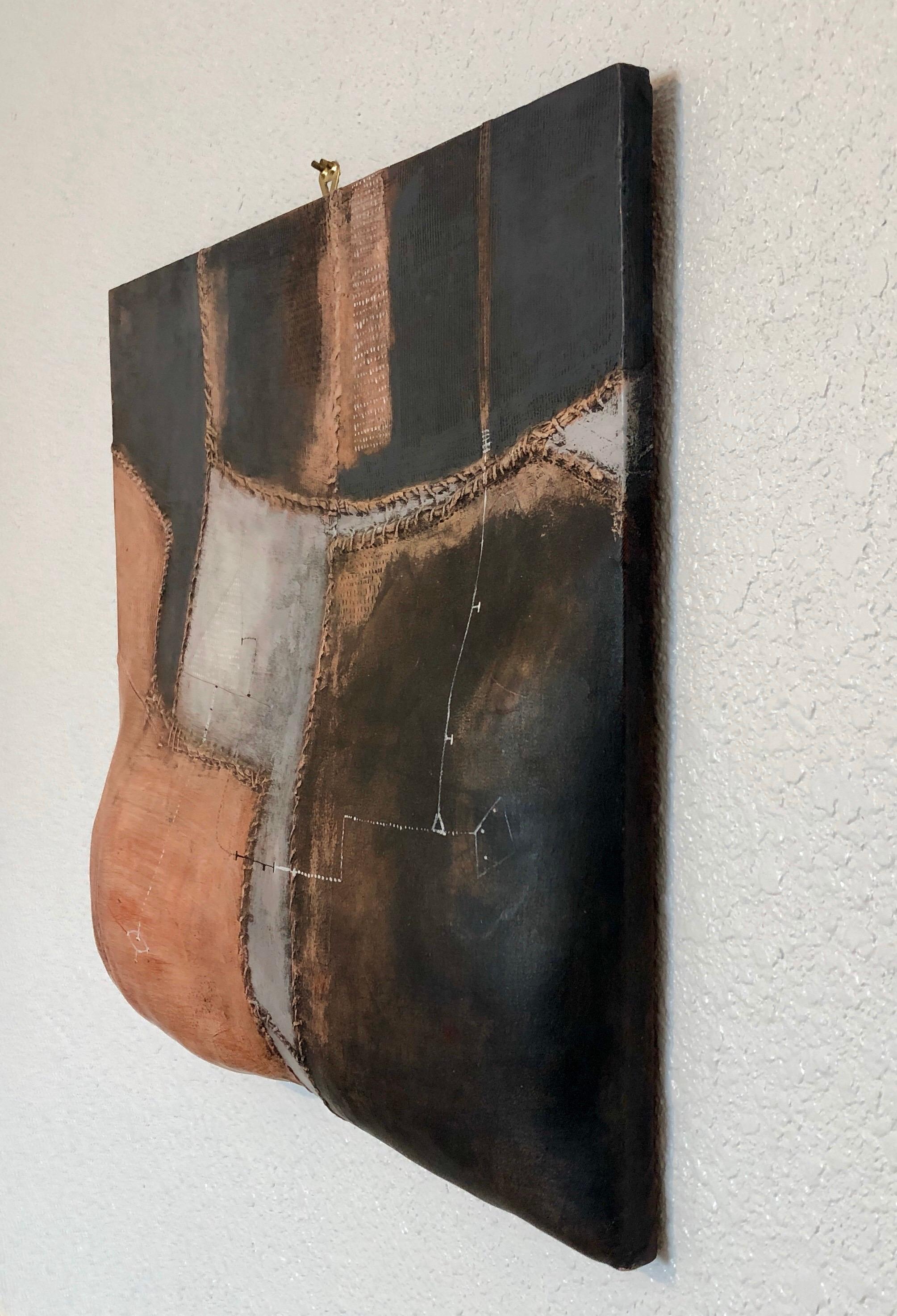 Italian Modernist Abstract Sculpture Painting Shaped Canvas Brutalist Collage  For Sale 2