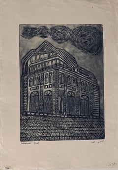 Etching of destroyed synagogue - Vilna, Lithuania  