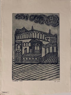 Etching of destroyed synagogue - Cracow, Poland