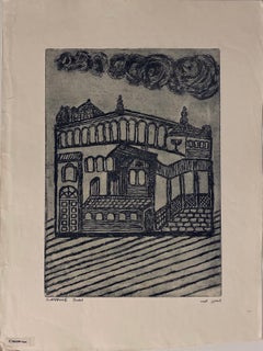 Etching of destroyed synagogue - Cracow, Poland 