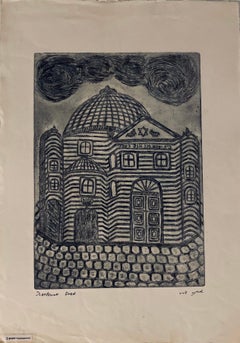 Etching of destroyed synagogue - Lwow, Poland 