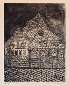 Etching of destroyed synagogue - Przedborz, Poland
