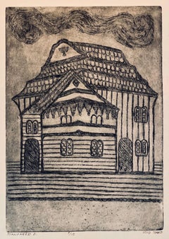 Etching of destroyed synagogue - Volpa, Belarus