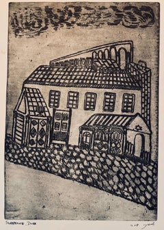 Etching of destroyed synagogue - Lwow, Poland