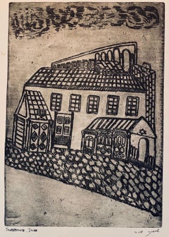 Vintage Etching of destroyed synagogue - Lwow, Poland 