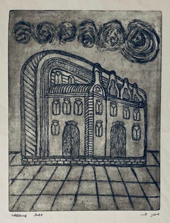 Vintage Etching of destroyed synagogue - Ludmir, Poland 