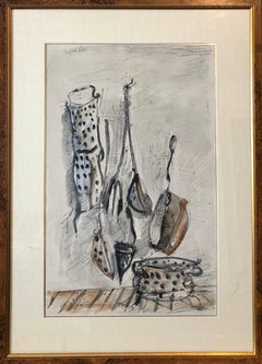 Yosl Bergner, aquarelle moderniste israélienne - Pots à dessin, panneaux