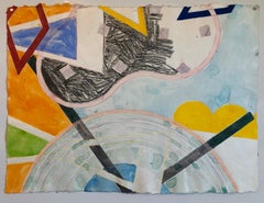 Abstract Modernist Colorful Mixed Media Painting Handmade Paper