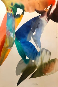 Large Abstract Colorful Mixed Media Collage Watercolor Painting Canvas, Flowers