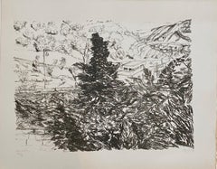 Avigdor Arikha Modernist Israeli Lithograph Jerusalem Landscape Bezalel School