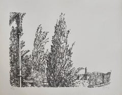 Modernistische israelische Lithographie von Avigdor Arikha mit Jerusalem-Landschaft, Bezalel-Schule