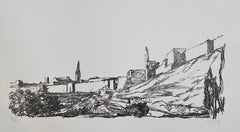 Avigdor Arikha Modernist Israeli Lithograph Jerusalem Landscape Bezalel School
