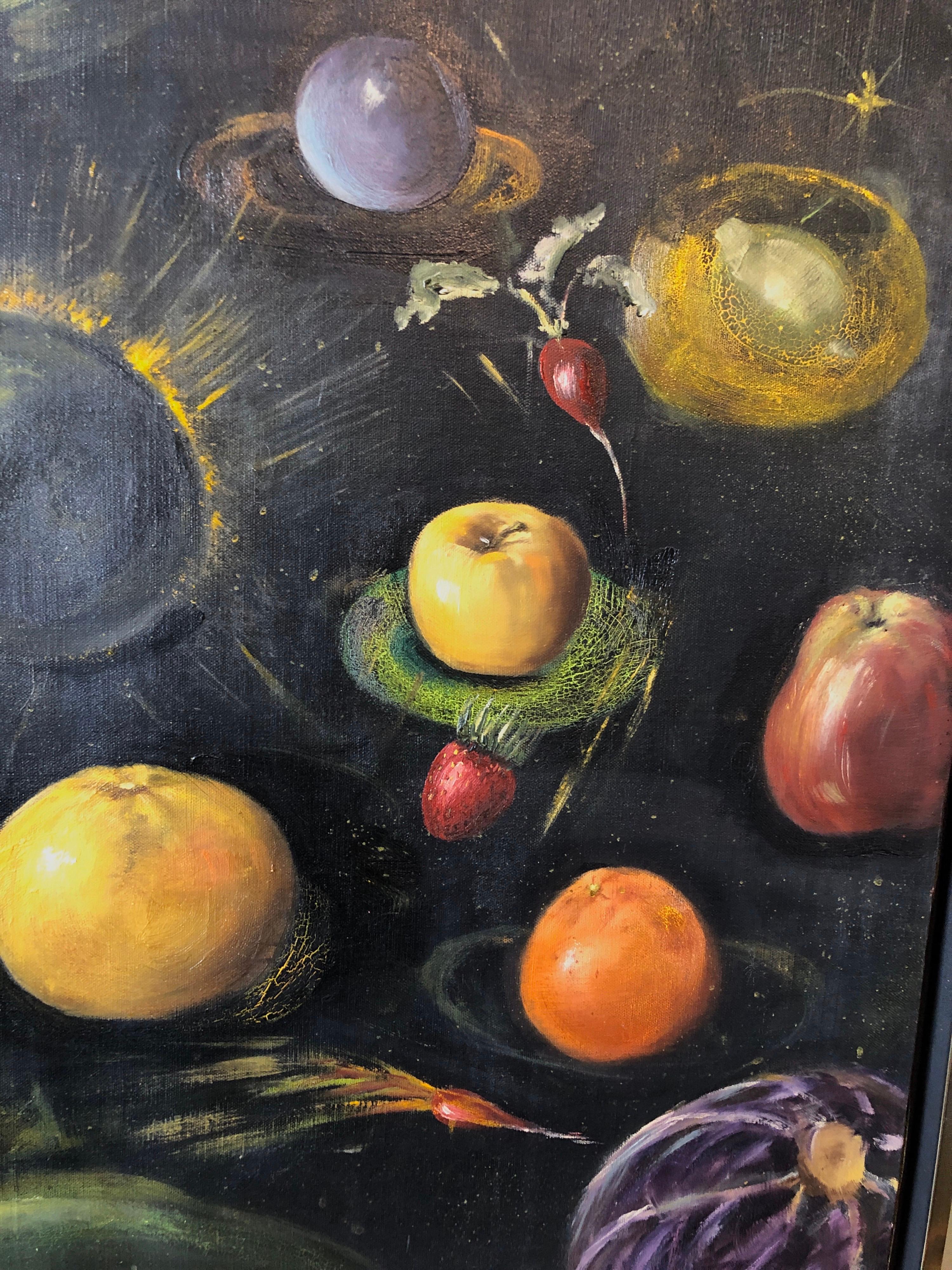 Surrealist Oil Painting Cosmic Fruits and Vegetables , Oscar Winner, Film Noir   2