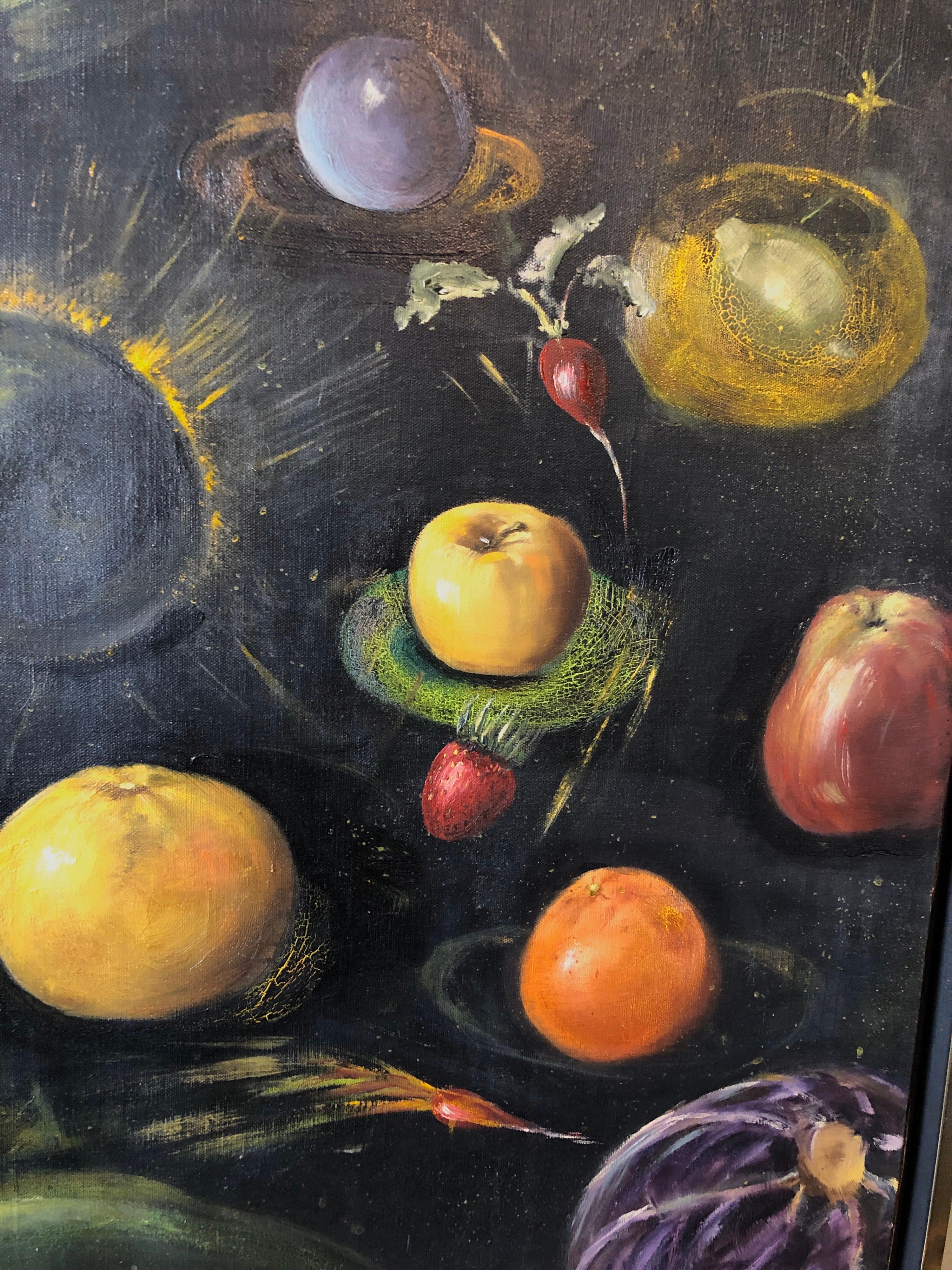 Surrealist Oil Painting Cosmic Fruits and Vegetables , Oscar Winner, Film Noir 2