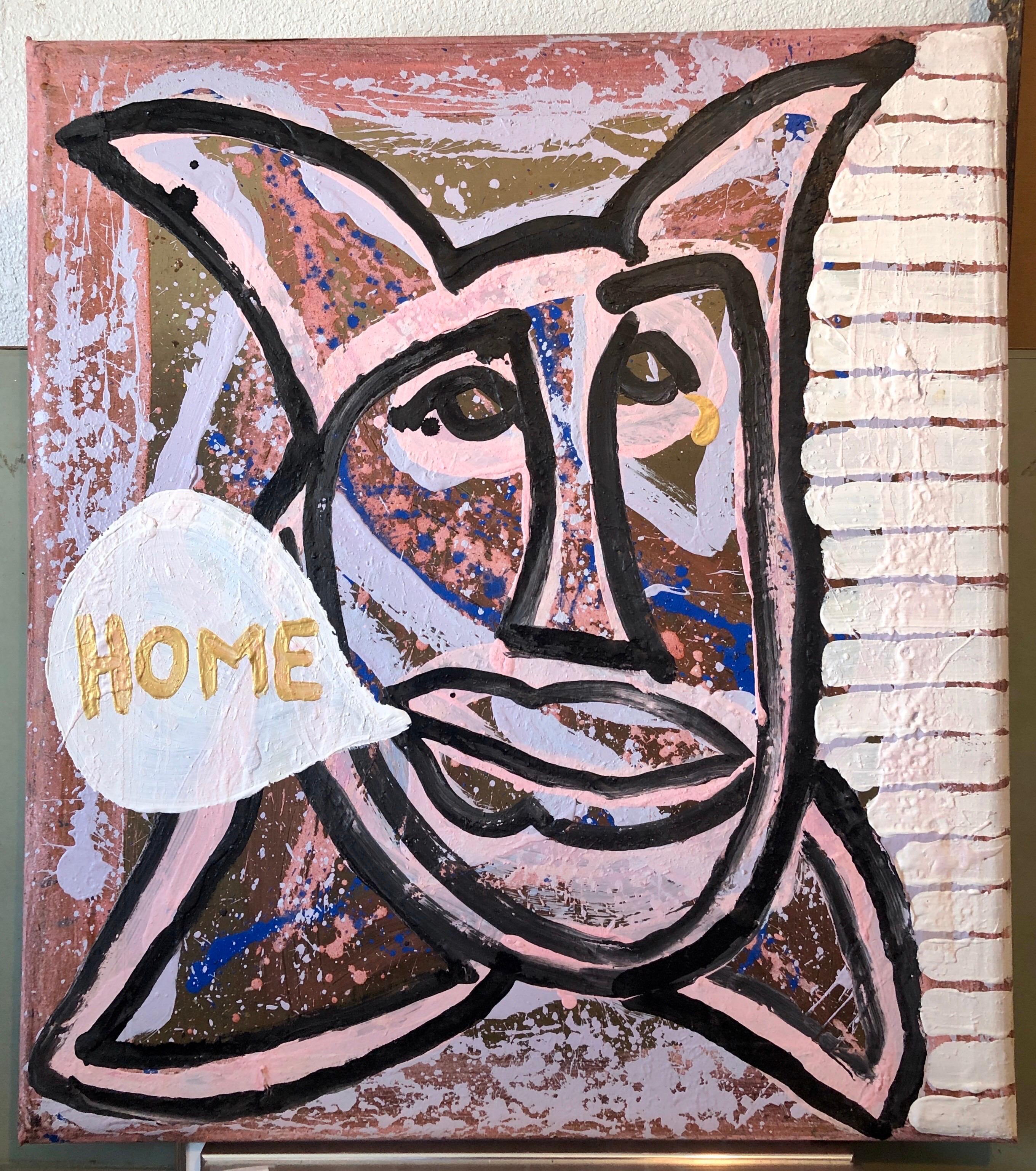 Peinture technique mixte Pop Art conceptuelle en couleur « Home » de la galerie Brooke Alexander en vente 10