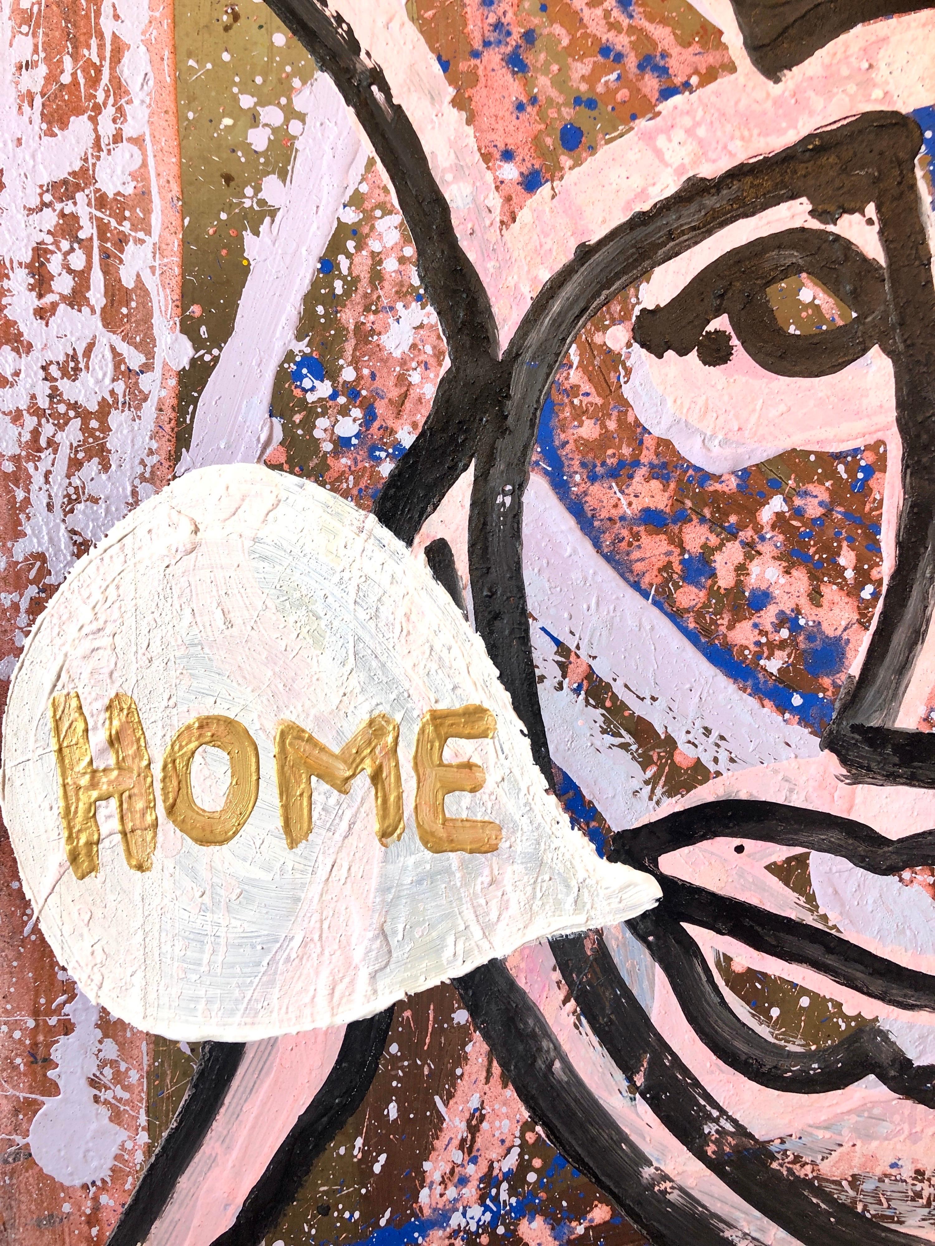 Peinture technique mixte Pop Art conceptuelle en couleur « Home » de la galerie Brooke Alexander en vente 2