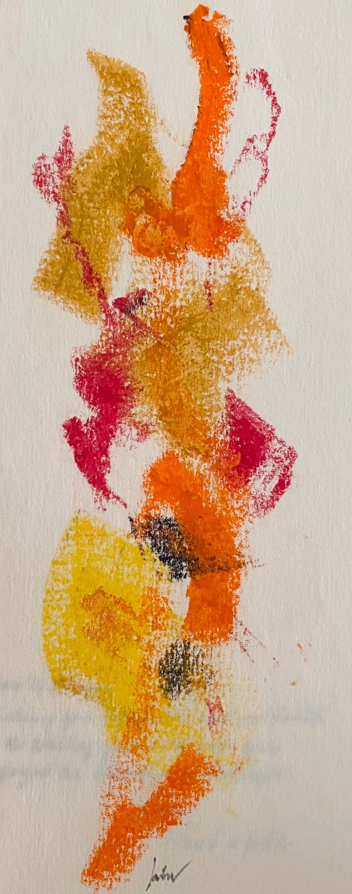 dessin abstrait au crayon au pastel, couleur abstraite, lettre saisonnière de John Von Wicht  en vente 1